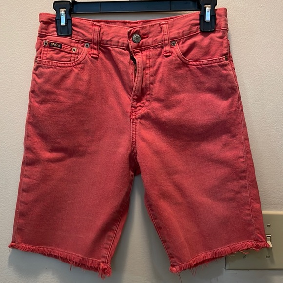 BOYS POLO RALPH LAUREN CUT OFF SHORTS IN FADED RED SIZE L IN GREAT CONDITION - Picture 2 of 4